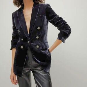 Veronica Beard Gaya Velvet Dickey Jacket in Navy
